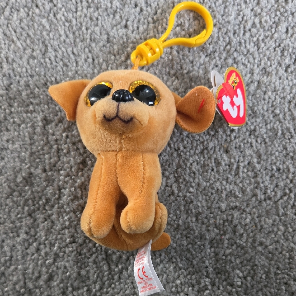 Ty Beanie Boos Tan Dog Keychain